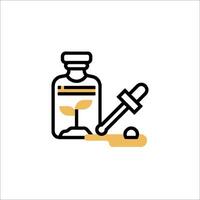 A bottle with a syringe and a plant inside vector