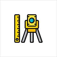 A yellow and blue construction tool and a ruler vector