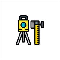 A yellow and blue construction tool with a ruler on it vector