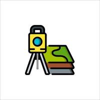 A map and a camera on a tripod vector