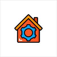 A house with a gear in the middle of it vector