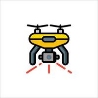 A yellow drone with a red light on it vector