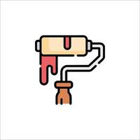 A paint roller with paint on it vector