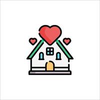 A house with hearts on it, with a heart shape on the roof vector
