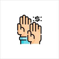 Two hands with dollar signs on them vector