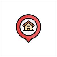 A house icon in a map marker vector