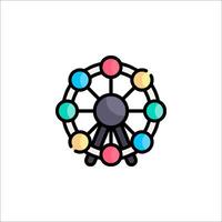 A ferris wheel icon with colorful balls vector