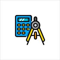 A calculator and a compass on a white background vector