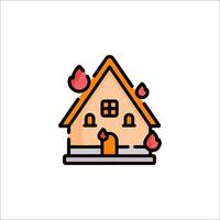 A house with a fire in the fireplace icon vector