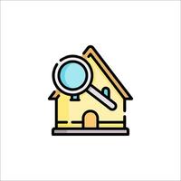 A house with a magnifying glass and a magnifying glass icon vector