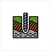 A drill and a piece of earth with a hole in it vector