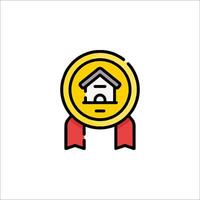 A house icon with a ribbon around it vector