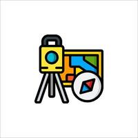 A camera and a map on a tripod vector