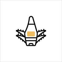 A line drawing of a rocket with a yellow dot vector