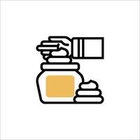 A jar of honey with a hand holding it up vector