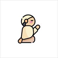 A cartoon character sitting down and praying vector