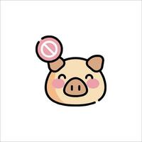 A cute pig with a pink sign on it vector