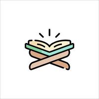 The open book icon with a light coming from it vector