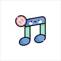 A music note with a no sign on it vector