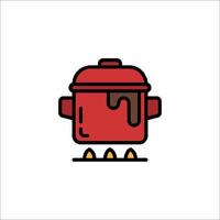 A red pot with a lid on it vector