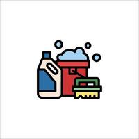 A cleaning icon with a bucket and a sponge vector