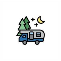 A camper van with trees and a moon on it vector