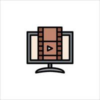 A computer monitor with a playing on it vector