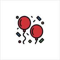 Red balloons and confetti on a white background vector