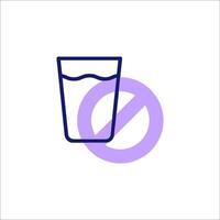 A glass of water with a no sign in the middle vector