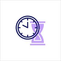 An hourglass icon with a clock inside vector