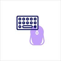 A purple mouse and keyboard icon on a white background vector
