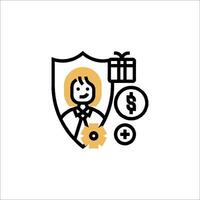 A woman holding a shield with a dollar sign and a coin vector