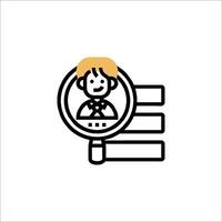 A man is looking at a magnifying glass icon vector
