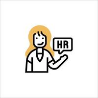 Hr icon with a woman holding a speech bubble vector