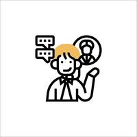 A man with a speech bubble icon vector