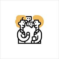 Two people talking with speech bubbles on their heads vector