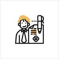 A man with a pen and paper icon vector