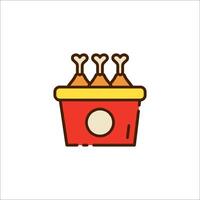 A red bucket with chicken in it vector