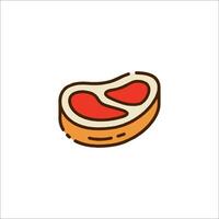 A slice of meat is shown in a line drawing vector