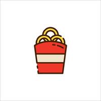 A red and white bag with fries in it vector