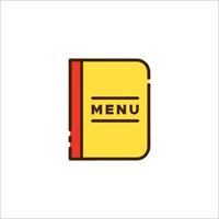 A menu icon with a yellow book on a white background vector
