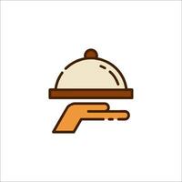 A cloche with a hand holding it up vector