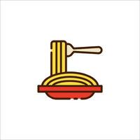 A pasta icon with a spoon and fork vector