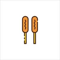 Two hot dogs on a stick icon vector