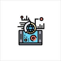 A computer with a globe on it vector