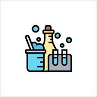 A chemical lab icon with a beaker and a flask vector