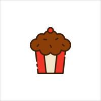 A cupcake icon in a red and white box vector