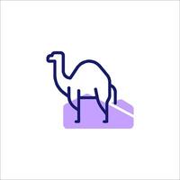 A camel is standing on a rock in a desert vector