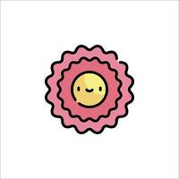 A pink flower with a smiley face on it vector