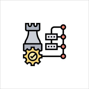 A line icon of a clock and gears vector